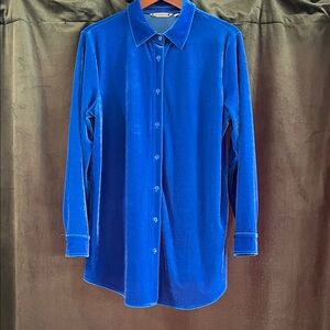 Women’s Soft Surroundings Boyfriend Tunic Cobalt Velvet Shirt